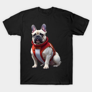 Sassy Frenchie in Red Turtleneck T-Shirt